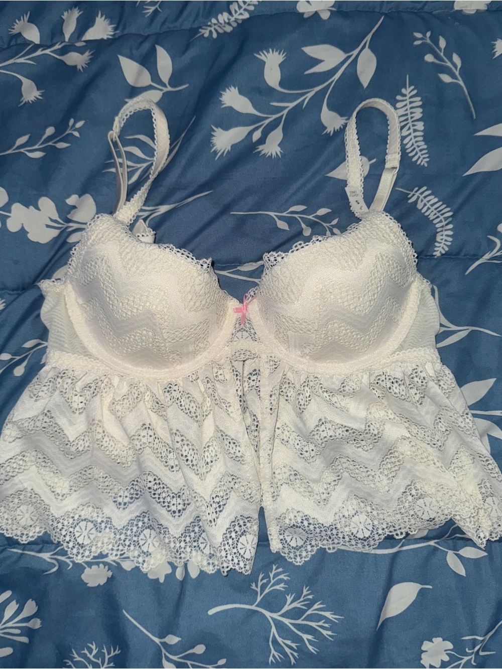PINK Victoria's Secret White Lace Babydoll Bralette